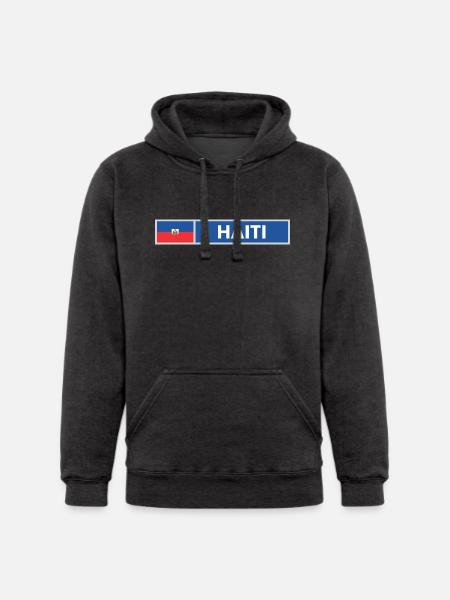 Haiti Flag - Unisex Heavyweight Hoodie - charcoal grey