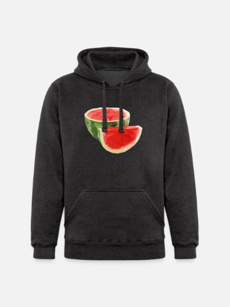 lowpoly watermelon fruit - Unisex Heavyweight Hoodie - charcoal grey