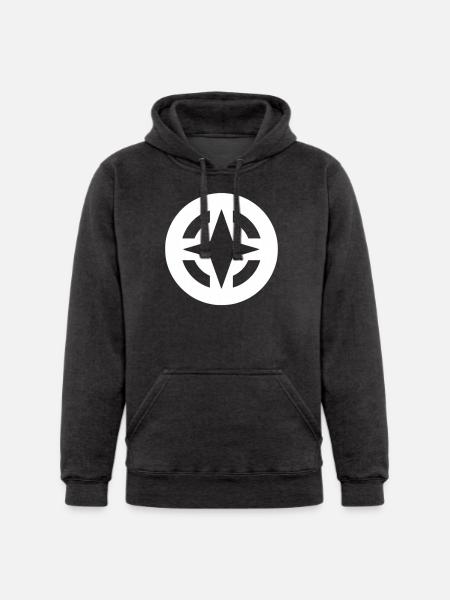 Compass Star Circular Emblem - Unisex Heavyweight Hoodie - charcoal grey