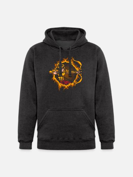 Arjuna Archer With Halftone Background - Unisex Heavyweight Hoodie - charcoal grey