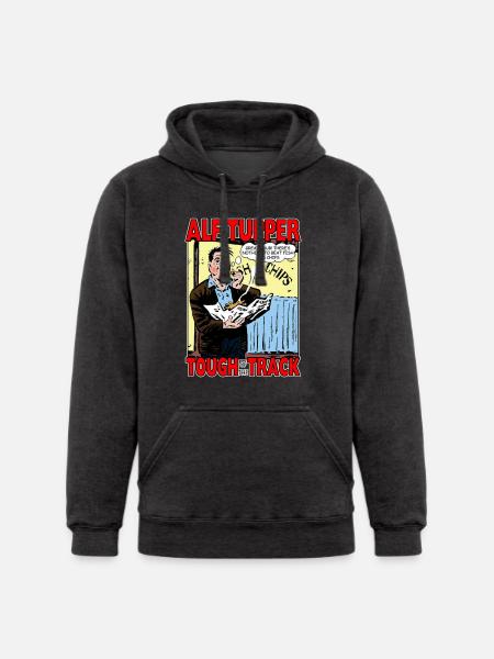 Alf Tupper Tough of the Track Comic Fish & Chips - Unisex Heavyweight Hoodie - charcoal grey