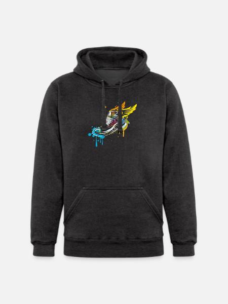 Sneaker graffiti with wings - Unisex Heavyweight Hoodie - charcoal grey