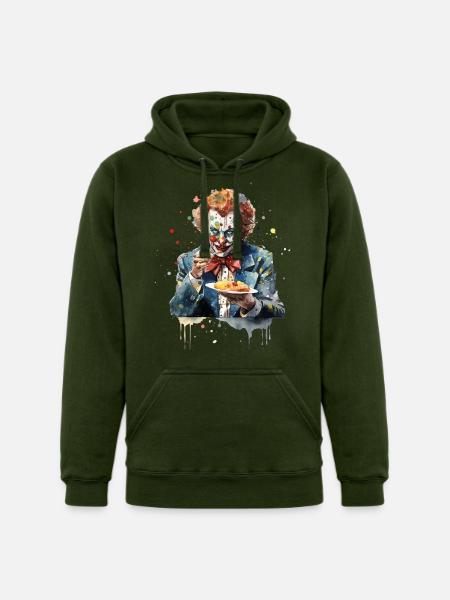 Scary Clown Logo Art - Unisex Heavyweight Hoodie - forest green