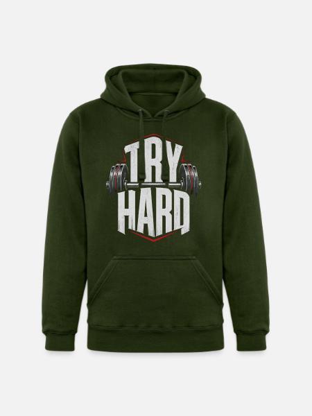 Try Hard Gym Anthem - Unisex Heavyweight Hoodie - forest green