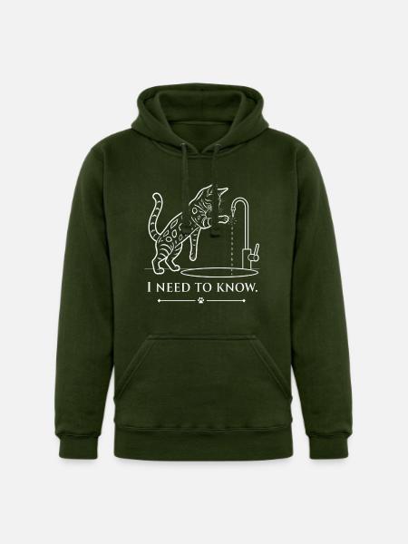 Curious Bengal Cat - Unisex Heavyweight Hoodie - forest green