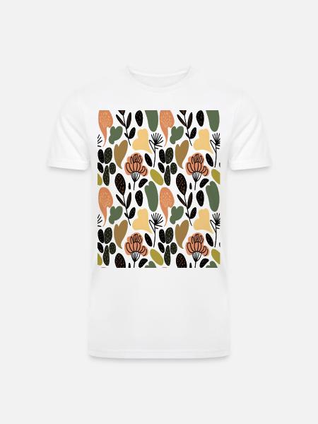 Rustic Botanical Floral Pattern - Men’s Tri-Blend Organic T-Shirt - white
