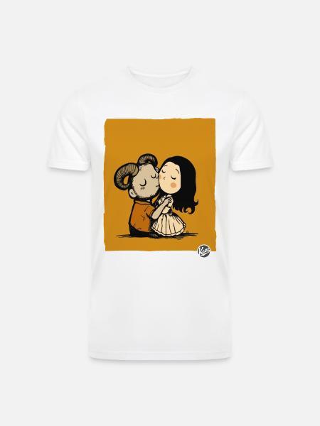 Rustic Ram Kiss Duo - Men’s Tri-Blend Organic T-Shirt - white
