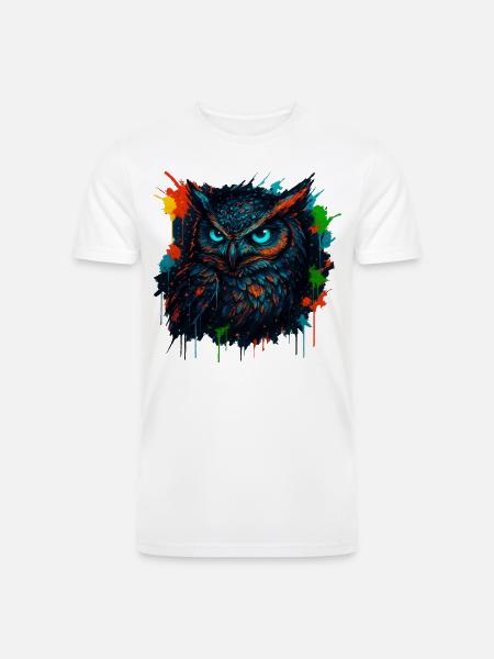Owl Neon Splash - Men’s Tri-Blend Organic T-Shirt - white
