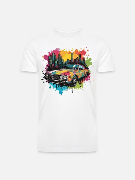 Retro Splash Neon Car - Men’s Tri-Blend Organic T-Shirt - white