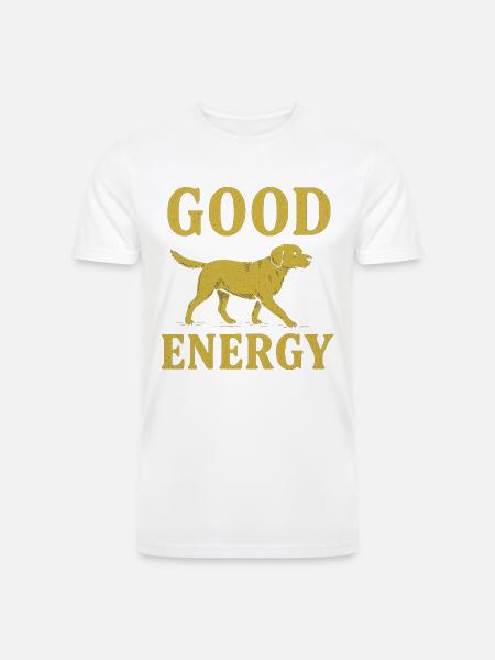 Good Energy Dog Illustration - Men’s Tri-Blend Organic T-Shirt - white
