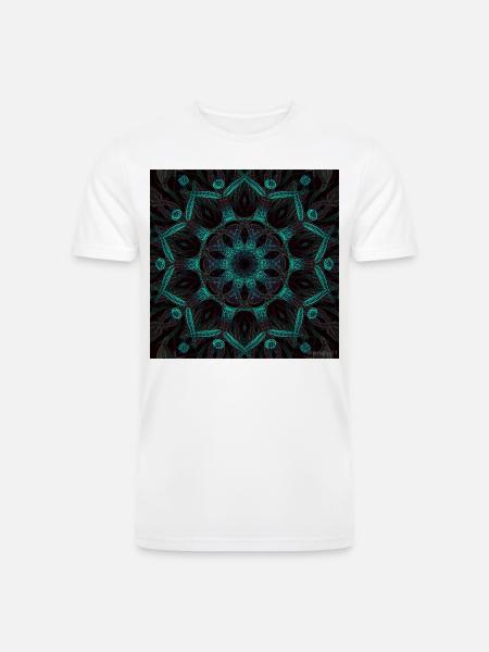 Neon Mandala Fractal Bloom - Men’s Tri-Blend Organic T-Shirt - white