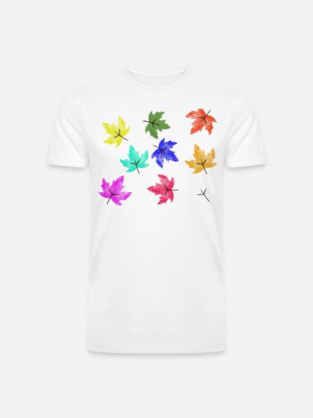 Prismatic Autumn Maple Leaves - Men’s Tri-Blend Organic T-Shirt - white
