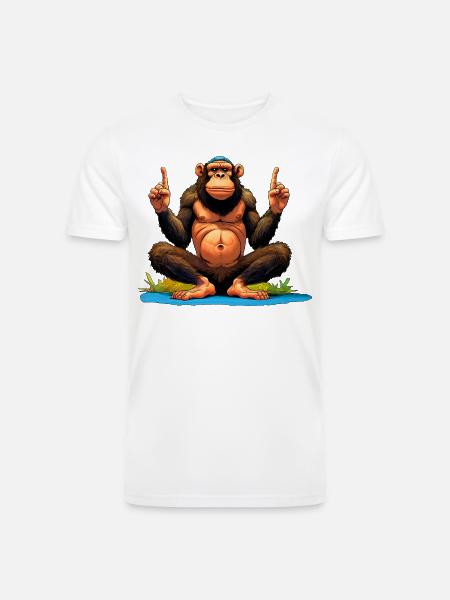 Monkey Yoga / Yogi Monkey - Men’s Tri-Blend Organic T-Shirt - white