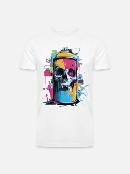 Skull Graffiti Spray Can - Men’s Tri-Blend Organic T-Shirt - white