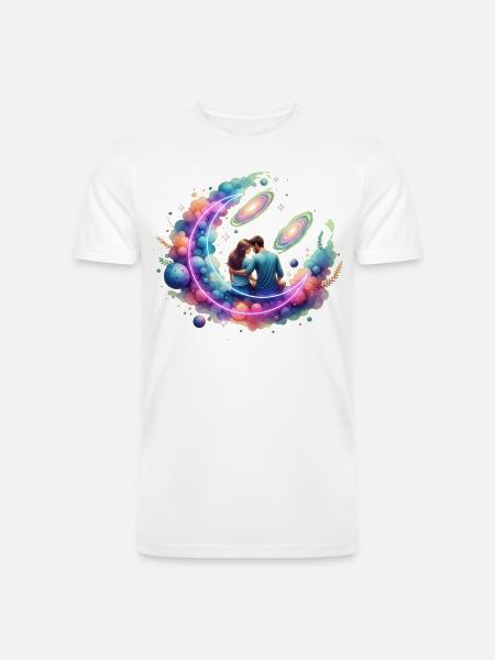 Cosmic Embrace Nebula - Men’s Tri-Blend Organic T-Shirt - white