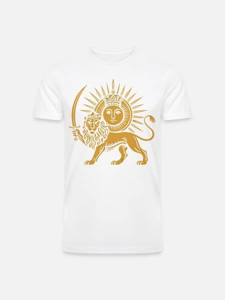 Solar Crowned Lion Emblem - Men’s Tri-Blend Organic T-Shirt - white