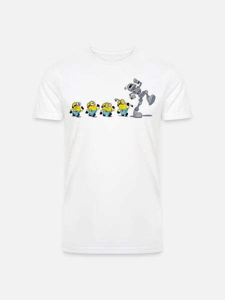 Minions In A Row With Robot - Men’s Tri-Blend Organic T-Shirt - white