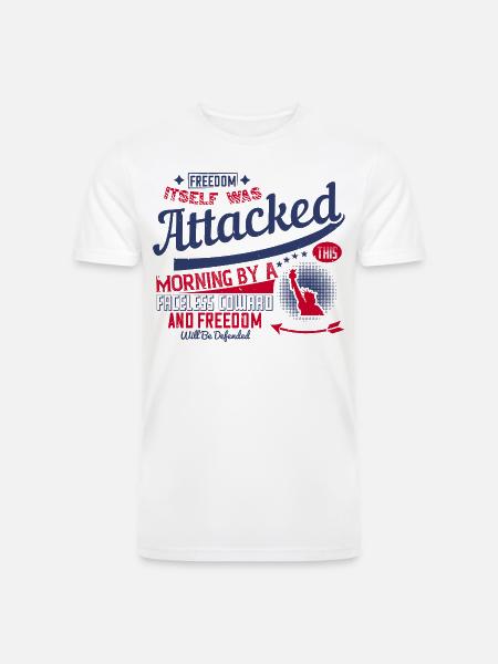 Freedom Morning Attacked Graphic - Men’s Tri-Blend Organic T-Shirt - white