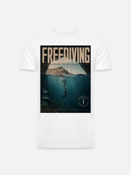 Freediving Depths Ocean Poster - Men’s Tri-Blend Organic T-Shirt - white
