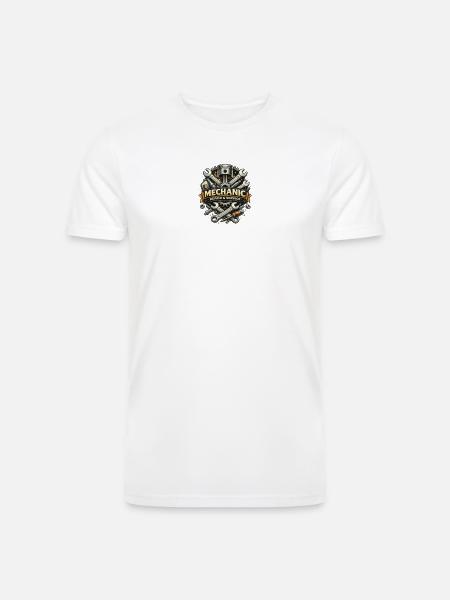 Mechanic Gear Emblem - Men’s Tri-Blend Organic T-Shirt - white