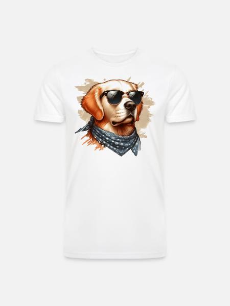 Golden Retriver Art - Men’s Tri-Blend Organic T-Shirt - white