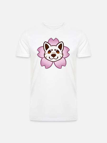 Sakura Shiba Inu Cream - Men’s Tri-Blend Organic T-Shirt - white