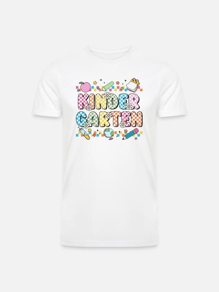 Kindergarten Checkerboard Teacher - Men’s Tri-Blend Organic T-Shirt - white