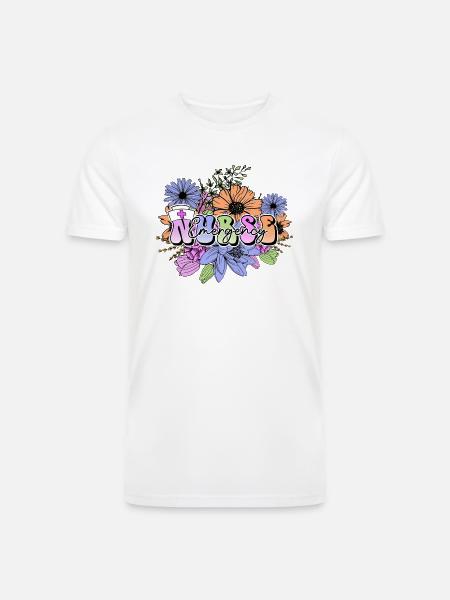 Emergency Nurse flowers - Men’s Tri-Blend Organic T-Shirt - white