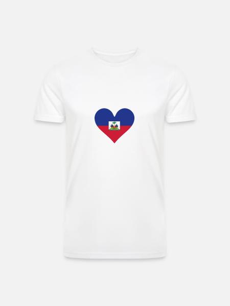 Haiti Flag Heart - Men’s Tri-Blend Organic T-Shirt - white