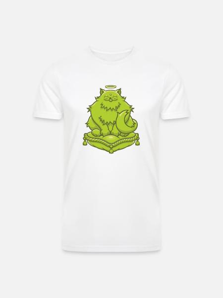 Green Buddha Cat - Men’s Tri-Blend Organic T-Shirt - white