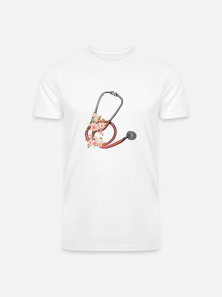 Stethoscope Floral Sticker - Men’s Tri-Blend Organic T-Shirt - white