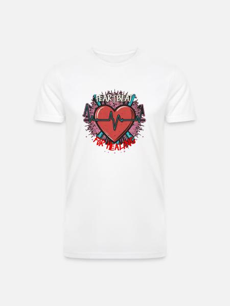 Heartbeat for Healing - Men’s Tri-Blend Organic T-Shirt - white