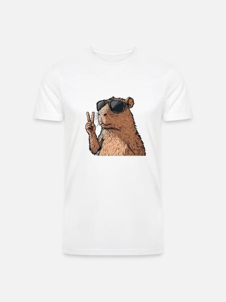 Cool Capybara in Glasses - Men’s Tri-Blend Organic T-Shirt - white