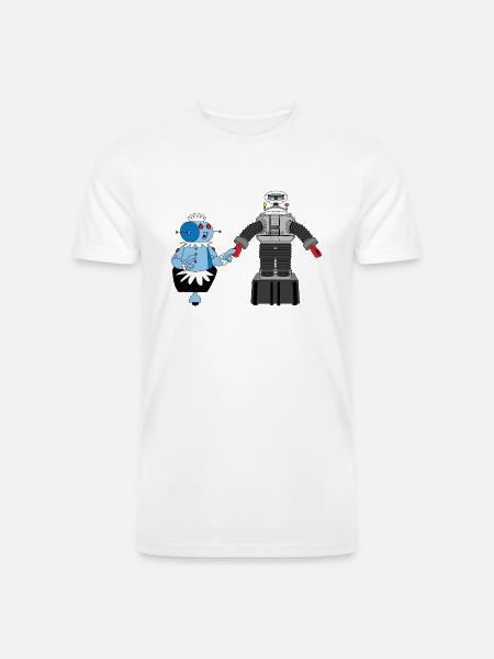 Rosie and Lost in Space Robot - Men’s Tri-Blend Organic T-Shirt - white