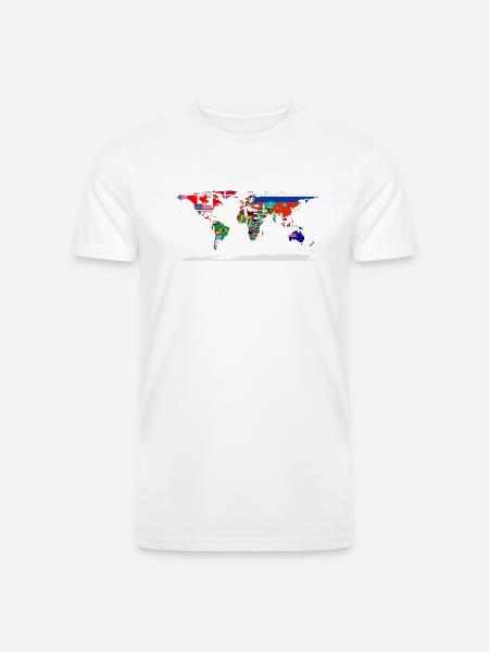 Flag Map Of The World - Men’s Tri-Blend Organic T-Shirt - white