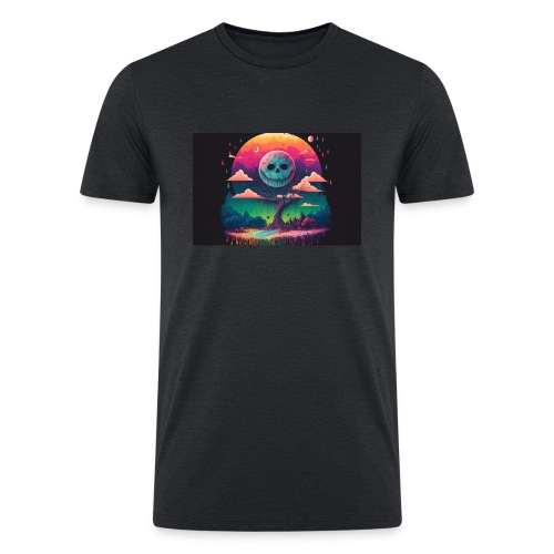 A Full Skull Moon Smiles Down On You - Psychedelic - Men’s Tri-Blend Organic T-Shirt