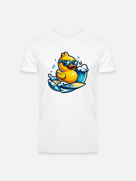 Surf's Up Ducky - Men’s Tri-Blend Organic T-Shirt - white