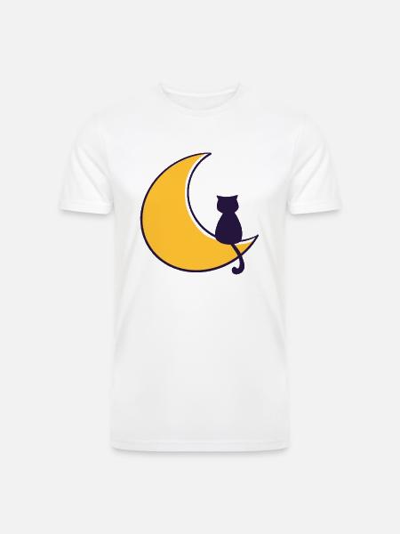 Lunar Cat - Men’s Tri-Blend Organic T-Shirt - white