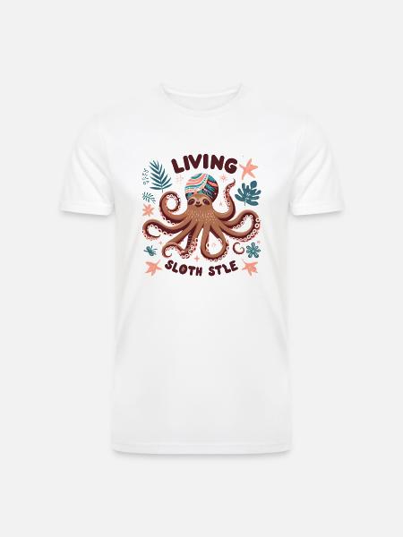 A funny sloth octopus - Men’s Tri-Blend Organic T-Shirt - white