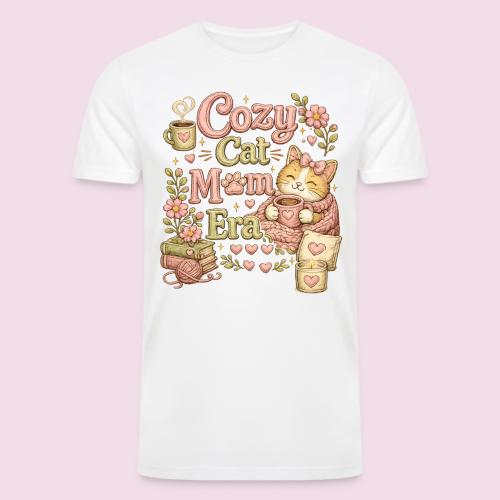 Cozy Cat Mom Era Faux Stitched Design - Men’s Tri-Blend Organic T-Shirt