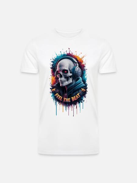 Skull Beats Neon Splash - Men’s Tri-Blend Organic T-Shirt - white
