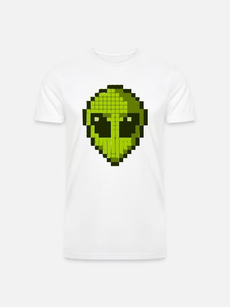 Green Alien Face - Men’s Tri-Blend Organic T-Shirt - white