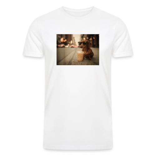 Funny Dachshund Iced Coffee Lover Tee - Men’s Tri-Blend Organic T-Shirt