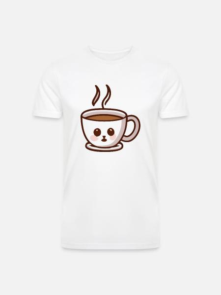 Coffee Cup Cat Face - Men’s Tri-Blend Organic T-Shirt - white