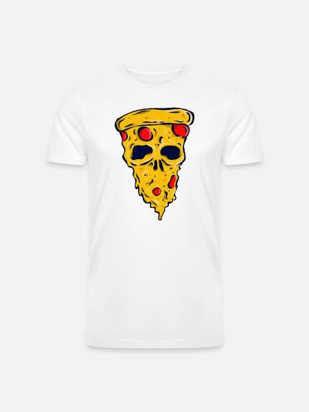 Neon Skull Pizza Slice - Men’s Tri-Blend Organic T-Shirt - white