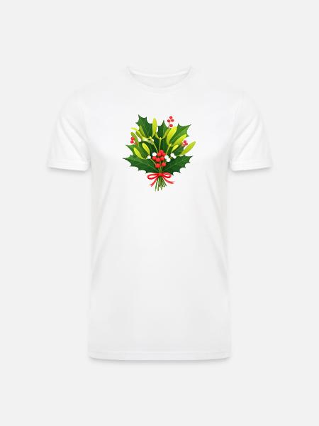 Festive Holly Botanical Design - Men’s Tri-Blend Organic T-Shirt - white