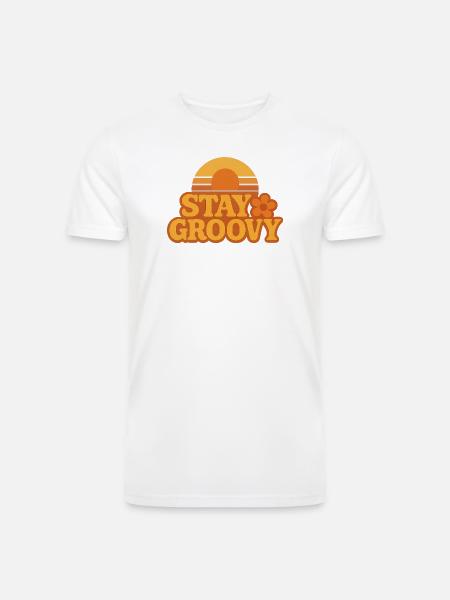 Retro Sunset Stay Groovy Graphic - Men’s Tri-Blend Organic T-Shirt - white