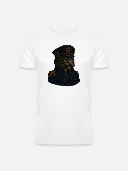 Admiral Whiskers: The Feline Commander - Men’s Tri-Blend Organic T-Shirt - white