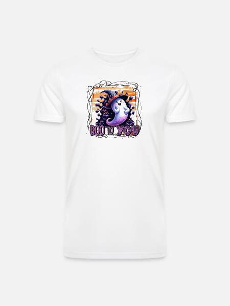 Whimsical Ghost Boo to You - Men’s Tri-Blend Organic T-Shirt - white