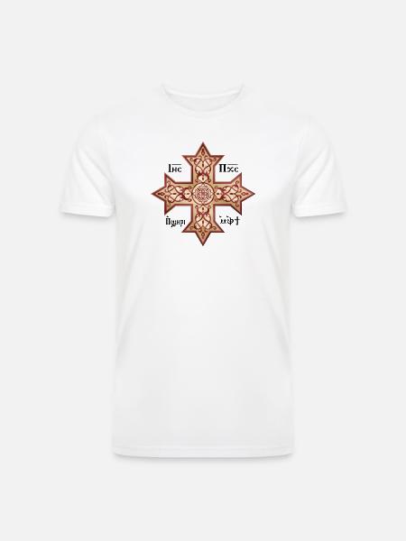 Coptic Cross Golden Icon - Men’s Tri-Blend Organic T-Shirt - white